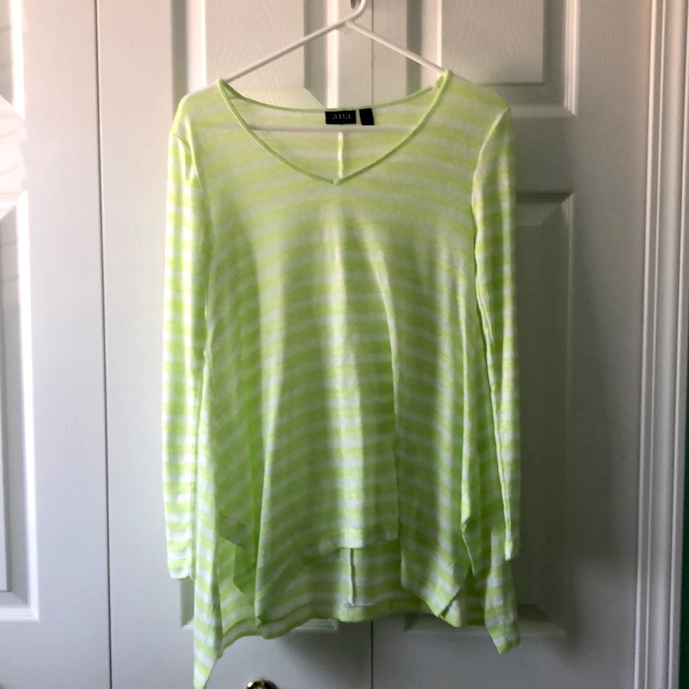 A.N.A striped lime green long sleeve